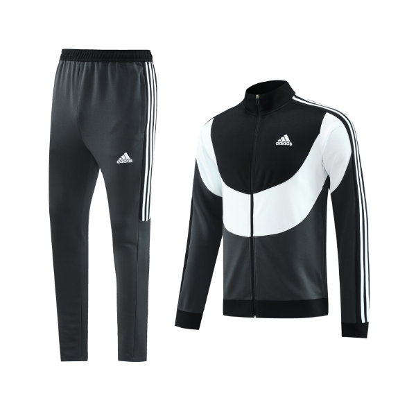 ConjuntoJaqueta_CalcaAdidasPreta_BrancaeCinza1 Conjunto de Frio Adidas Jaqueta + Calça Preta, Branca e Cinza - VENI Futebol